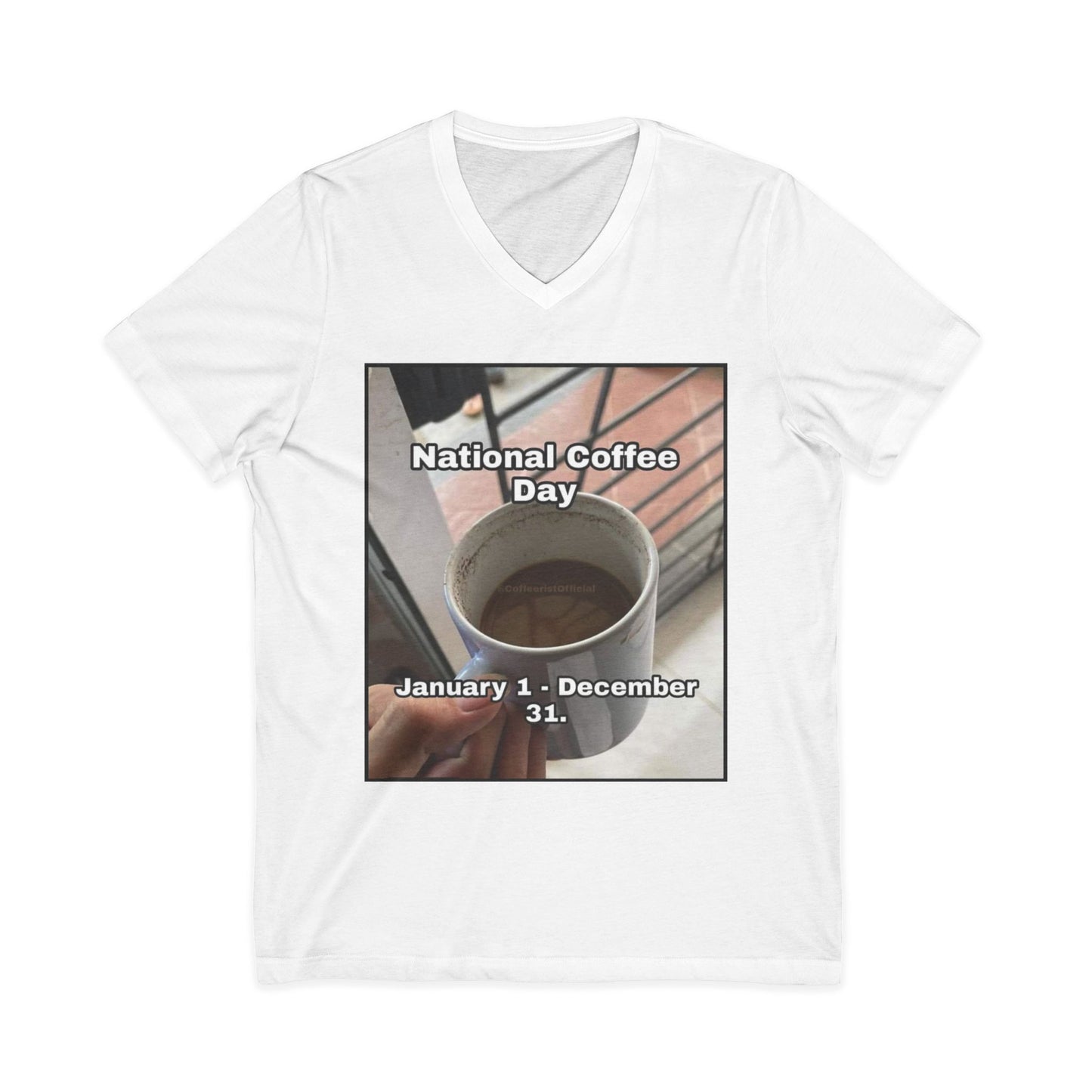 National Coffee Day Unisex Short Sleeve V-Neck Tee