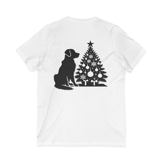 Golden Christmas Tree Unisex Short Sleeve V-Neck Tee