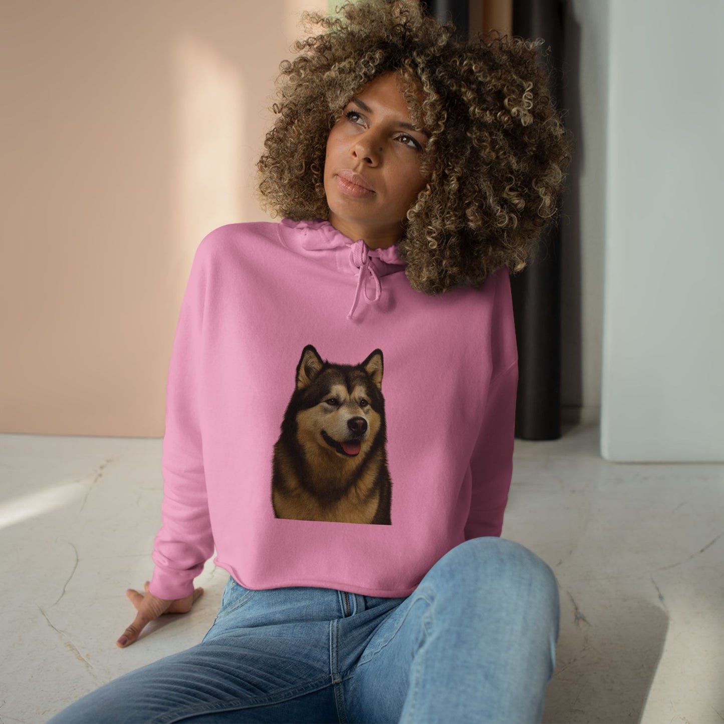Malamute Head Women's Crop Hoodie
