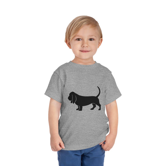 Basset Hound Silhouette Toddler Unisex Short Sleeve Crewneck Tee
