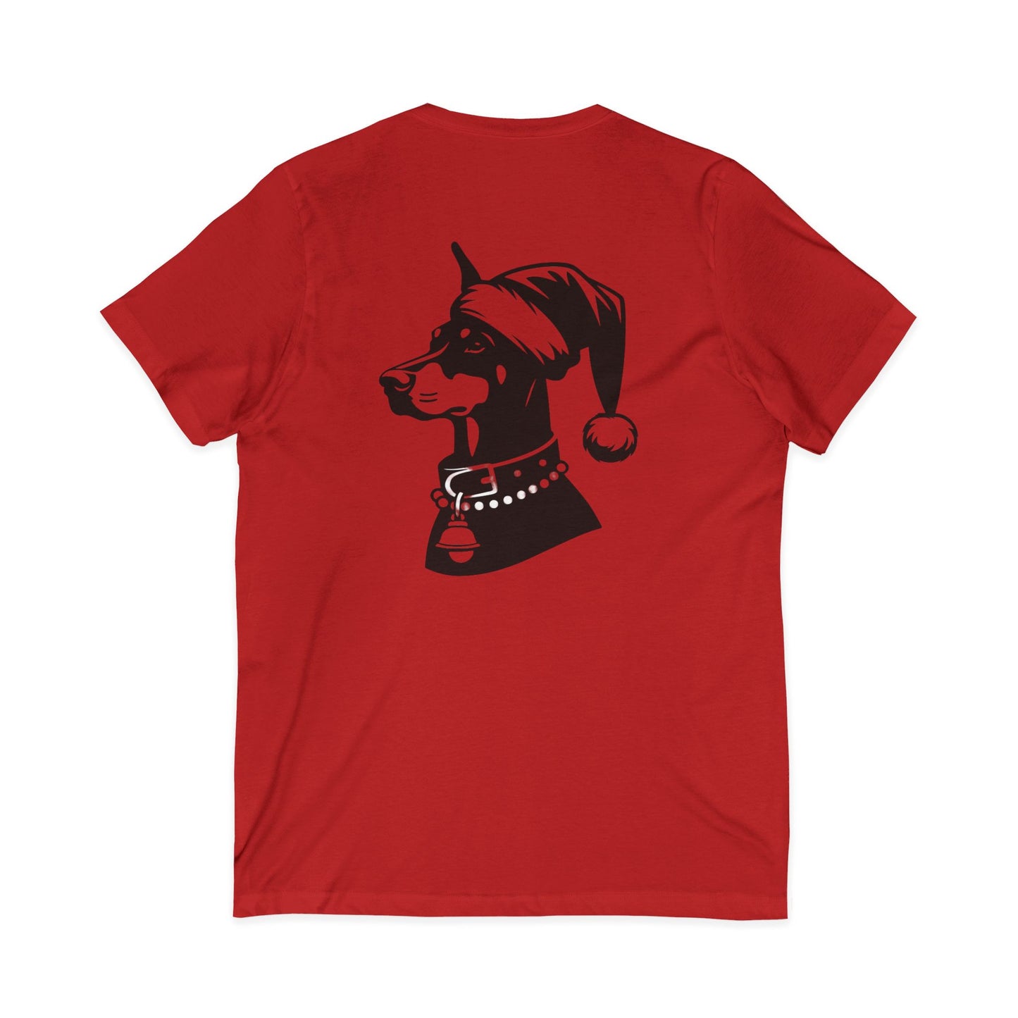 Santa Paws Doberman Unisex Short Sleeve V-Neck Tee