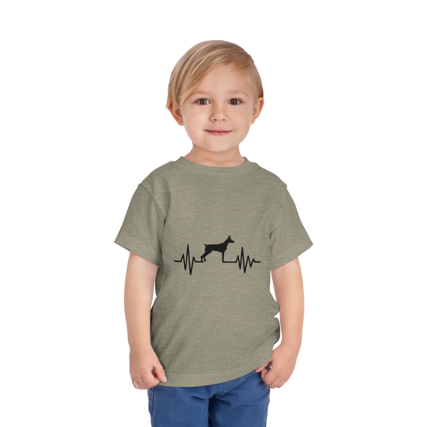 My Heart Beats For Dobermans Toddler Unisex Short Sleeve Crewneck Tee