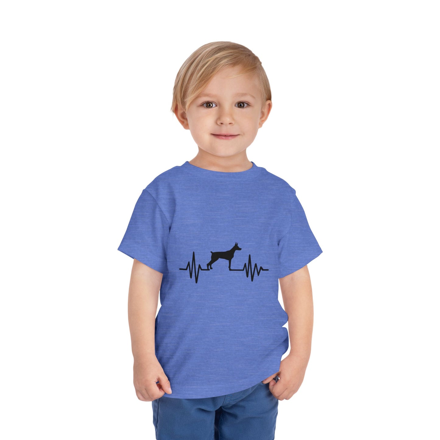 My Heart Beats For Dobermans Toddler Unisex Short Sleeve Crewneck Tee