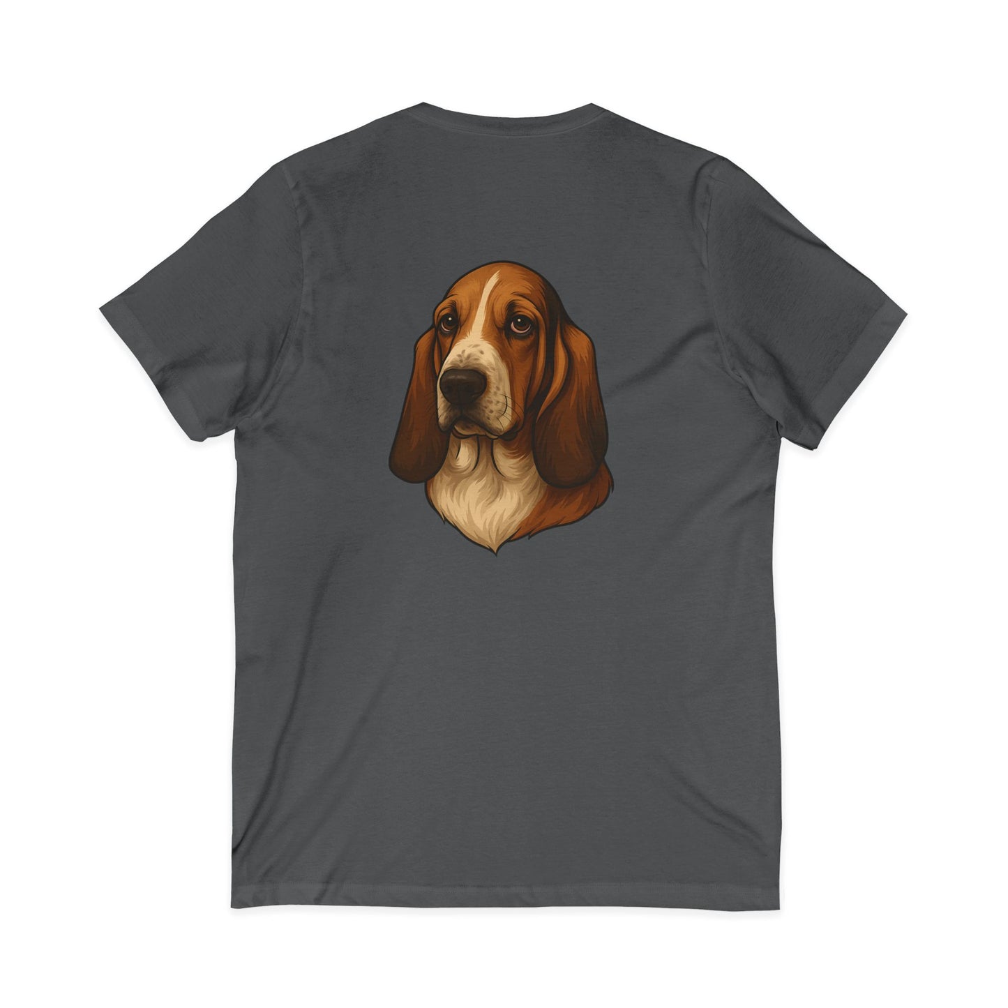 Basset Hound Head Unisex Short Sleeve V-Neck Tee