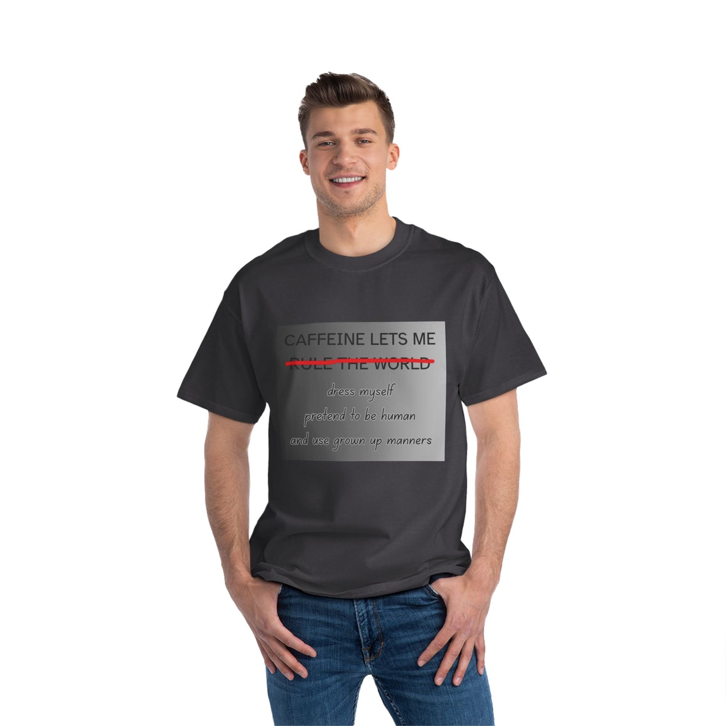 Caffeine Lets Me Men's Short-Sleeve Crewneck Tee