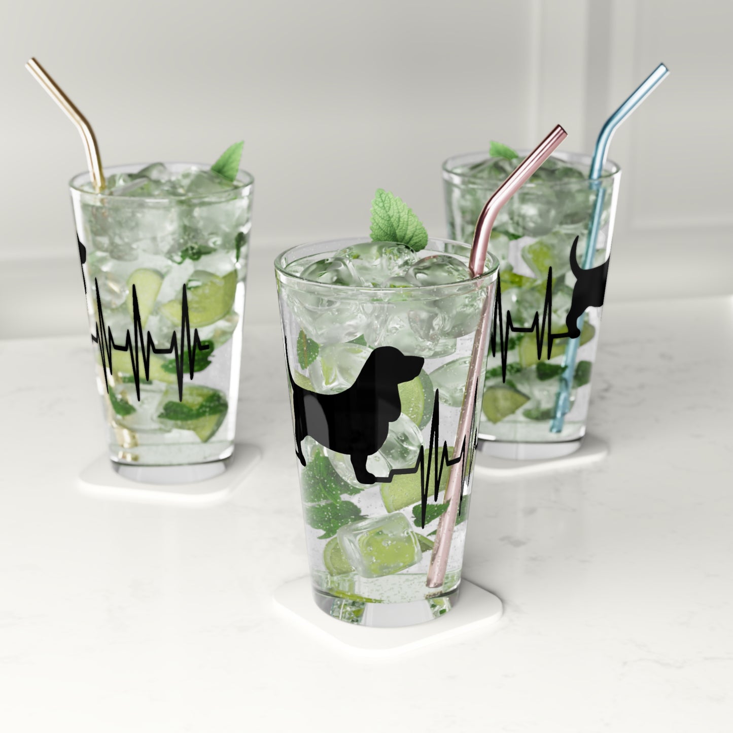 My Heart Beats For Basset Hounds Drinking Glass