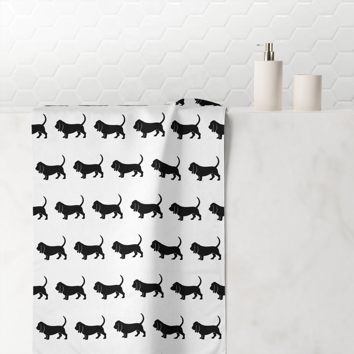 Basset Hound Silhouette Mink-Cotton  Beach Towel