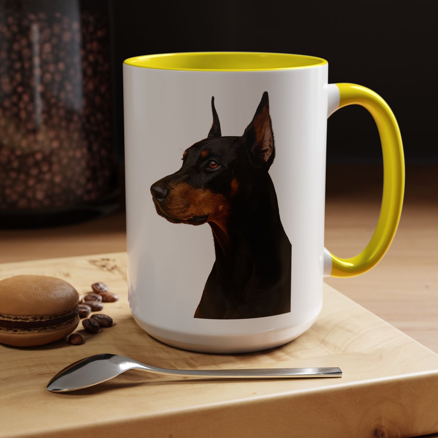 Doberman Head 2-Tone Coffee Mug