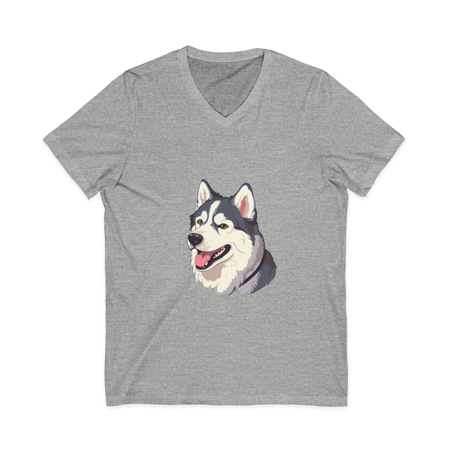 Malamute Head Unisex Short Sleeve V-Neck Tee