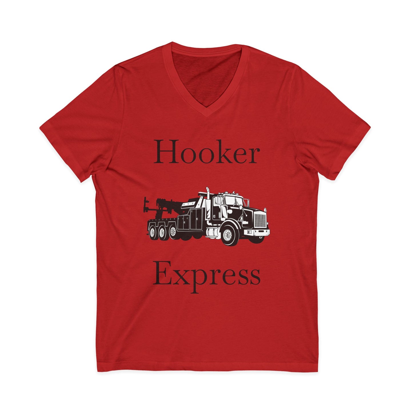 H**ker Express Heavy Tow Truck Unisex Short Sleeve V-Neck Tee