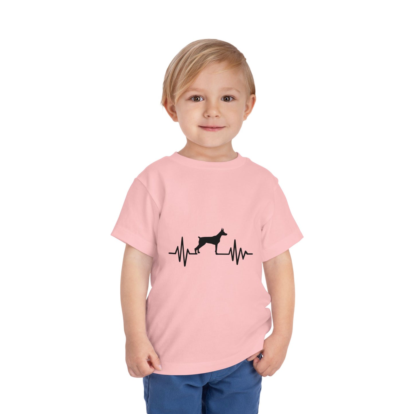 My Heart Beats For Dobermans Toddler Unisex Short Sleeve Crewneck Tee