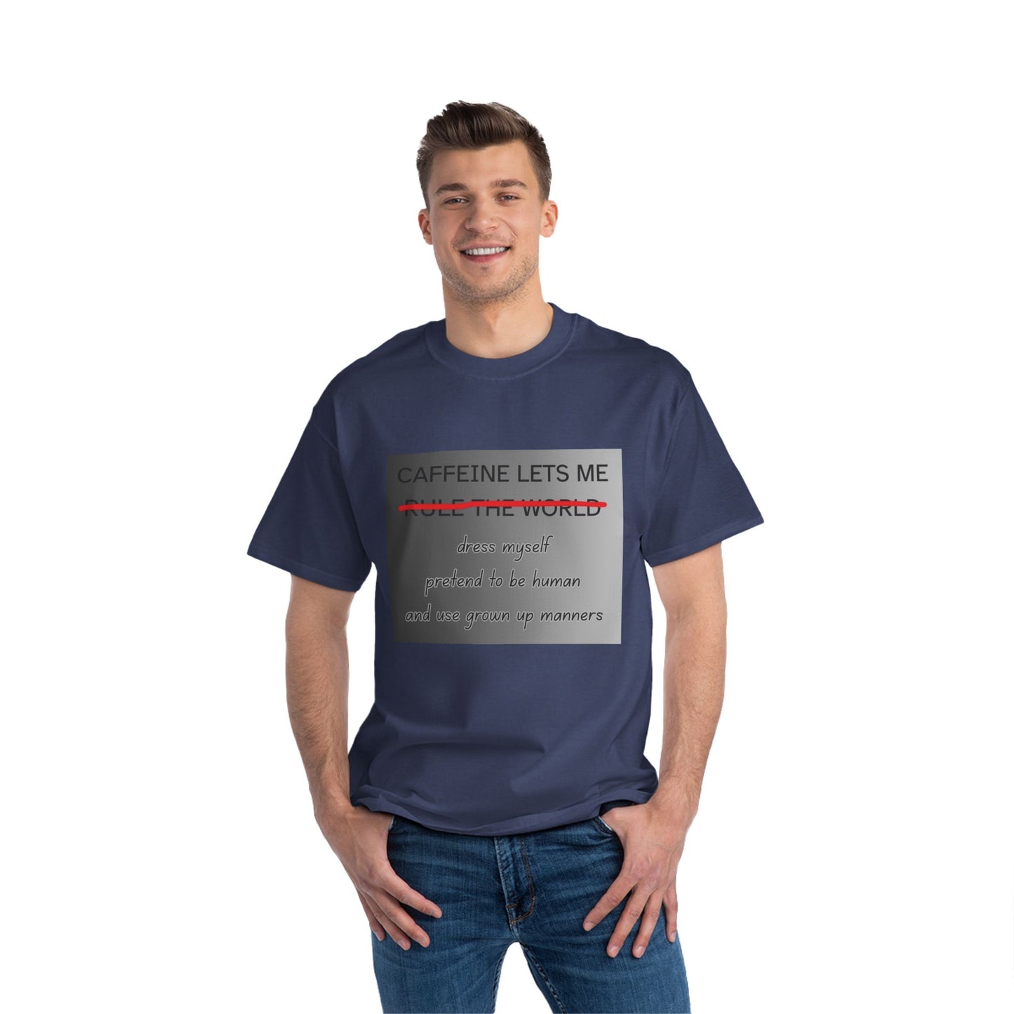 Caffeine Lets Me Men's Short-Sleeve Crewneck Tee