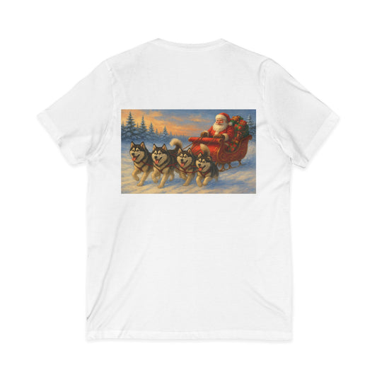 Dashing Through The Snow Unisex Short Sleeve V-Neck Tee