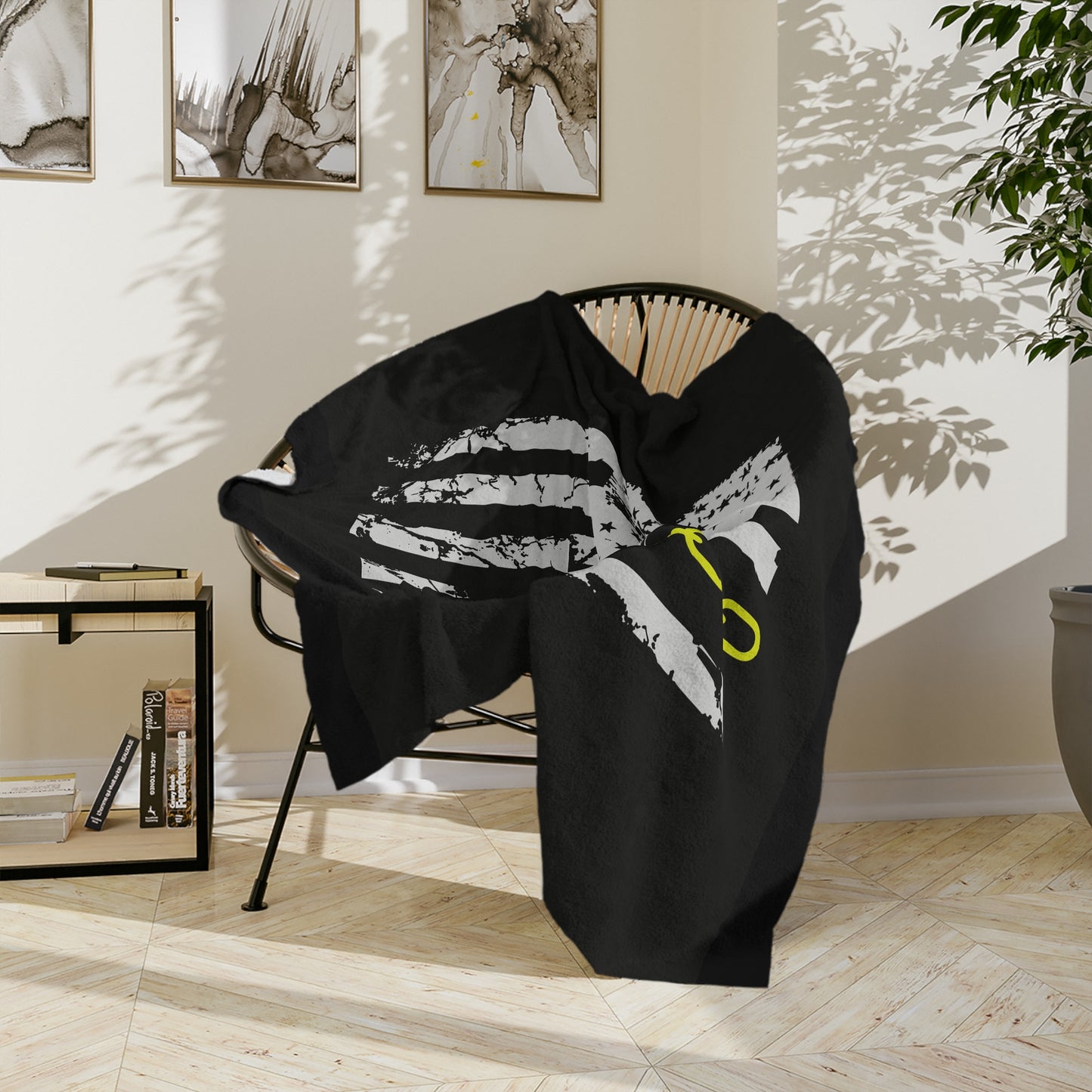 Thin Yellow Line Velveteen Microfiber Blanket