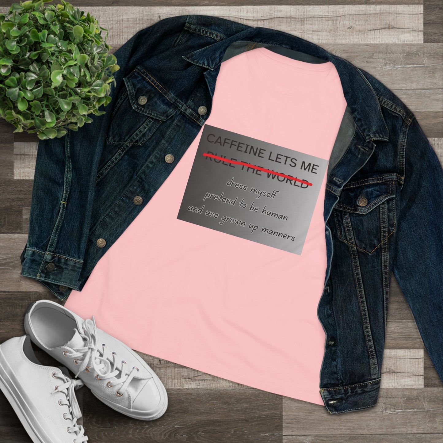 Caffeine Lets Me Women's Short Sleeve Crewneck Tee