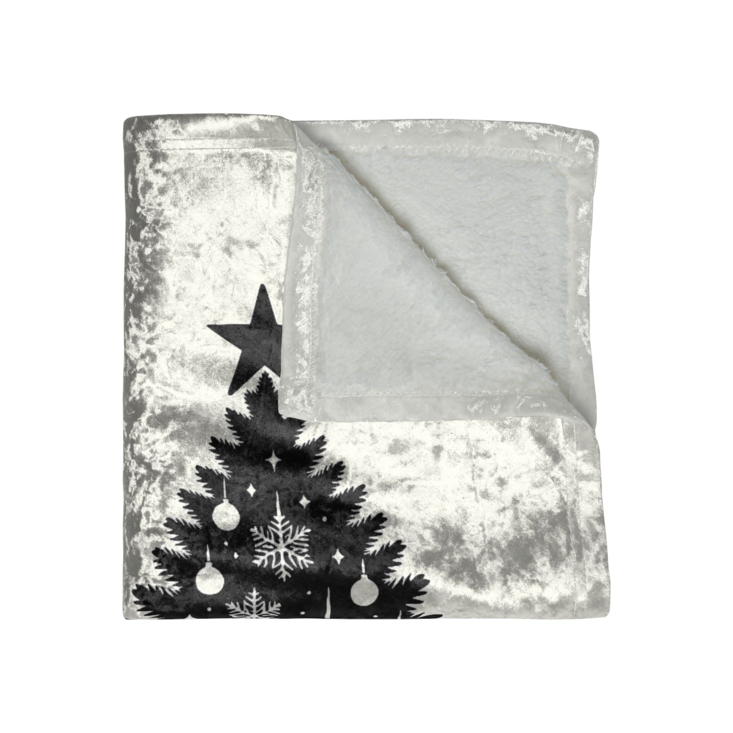 Golden Christmas Tree Crushed Velvet Blanket