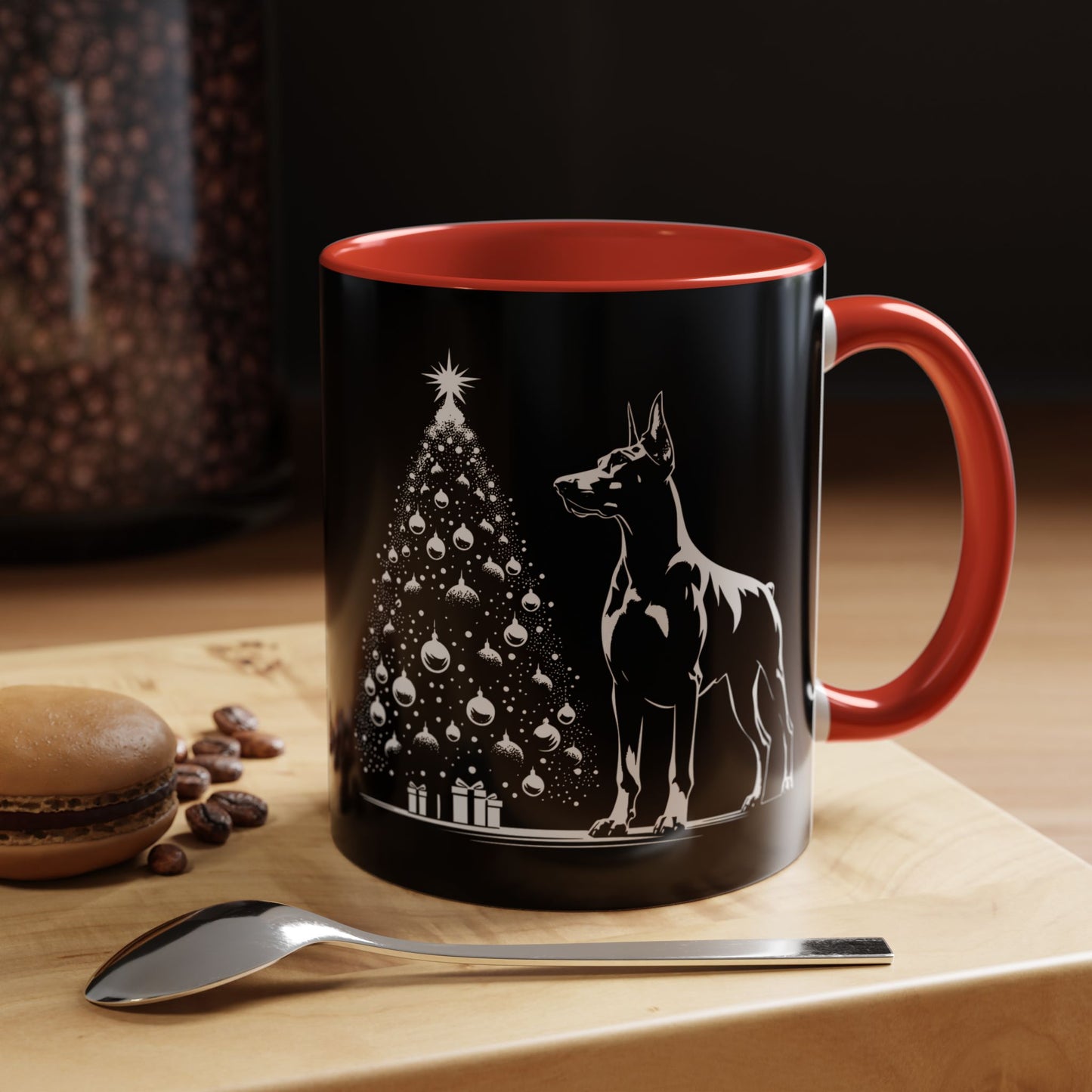 Doberman Christmas Tree 2-Tone Coffee Mug