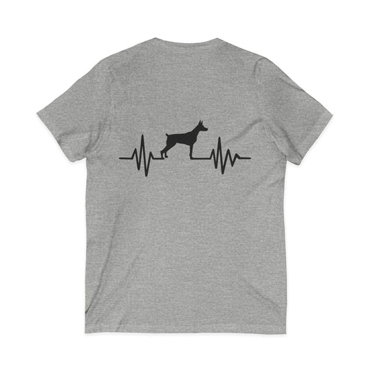 My Heart Beats For Dobermans Unisex Short Sleeve V-Neck Tee