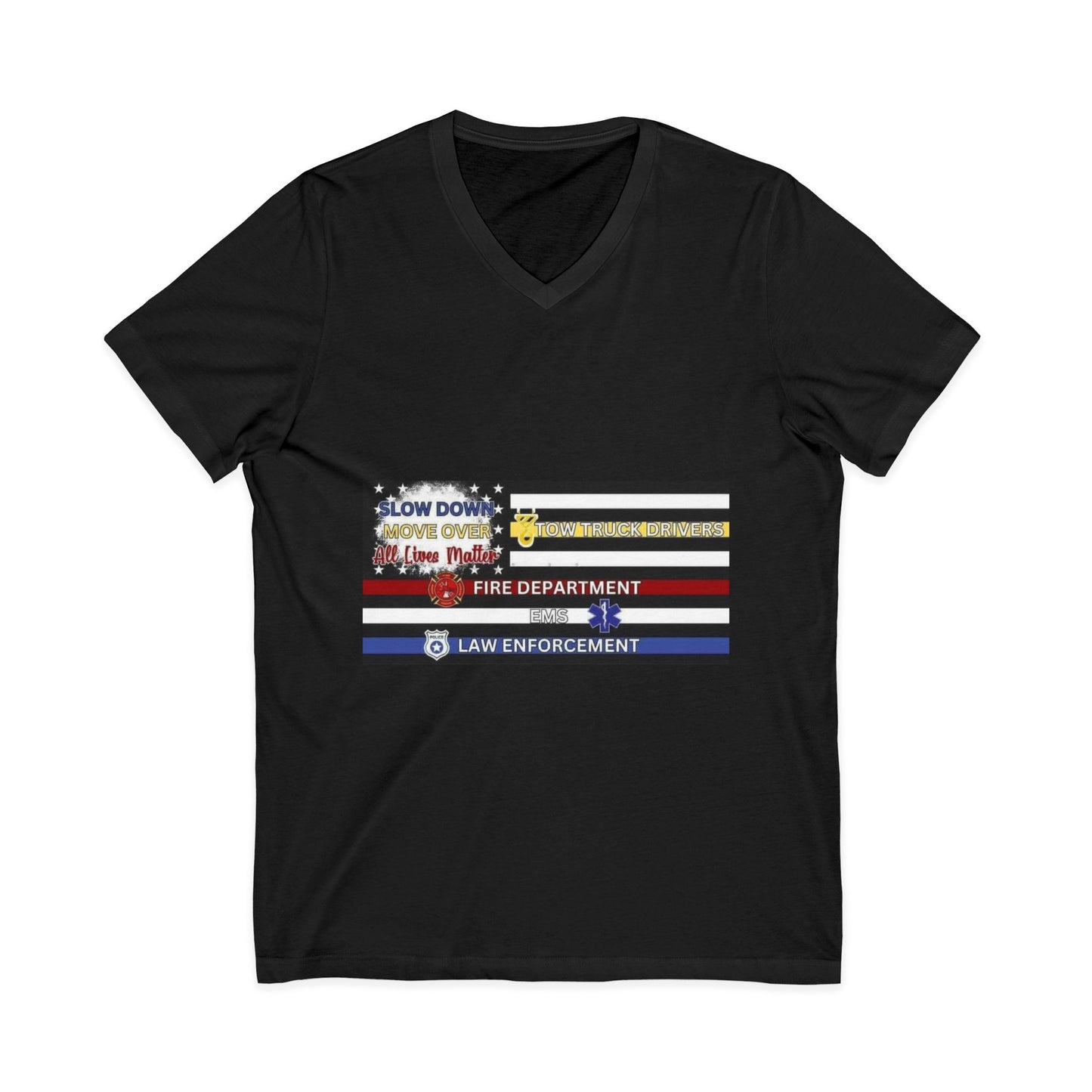 Slow Down Move Over Flag Unisex Short Sleeve V-Neck Tee
