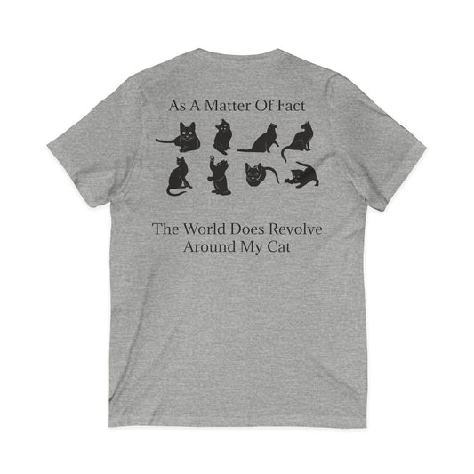Matter Of Fact Cat Unisex Short Sleeve V-Neck Tee