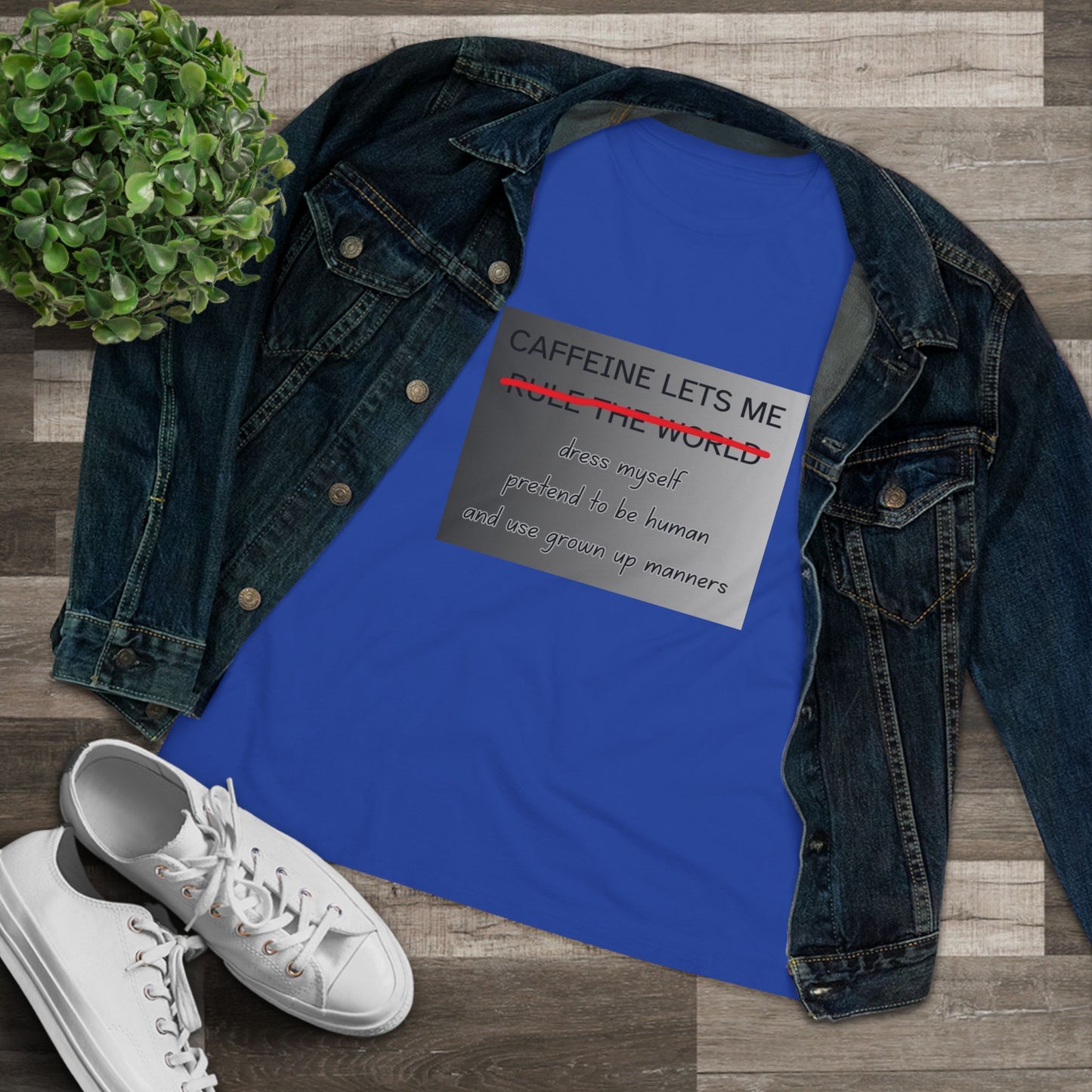 Caffeine Lets Me Women's Short Sleeve Crewneck Tee