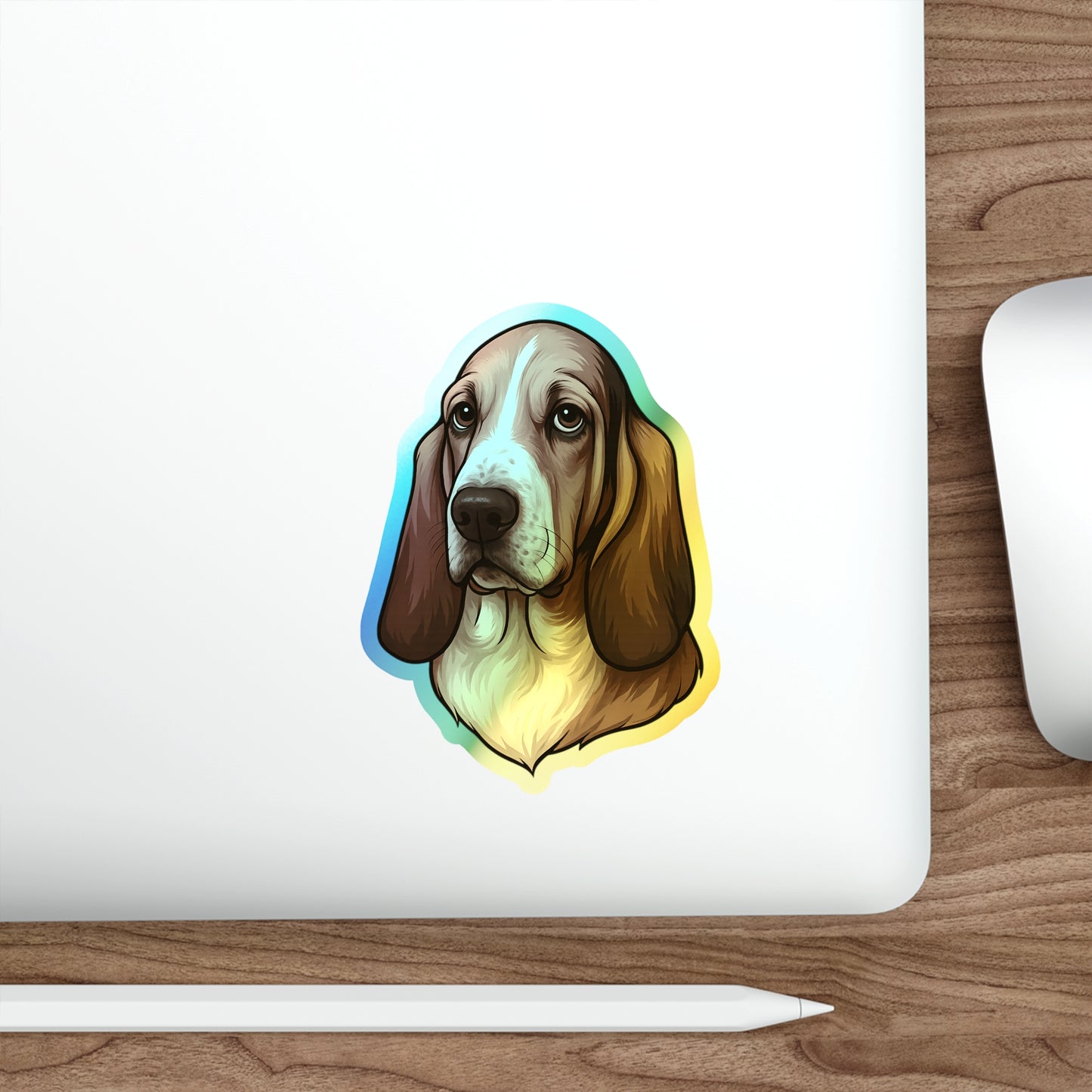 Basset Hound Head Holographic Sticker