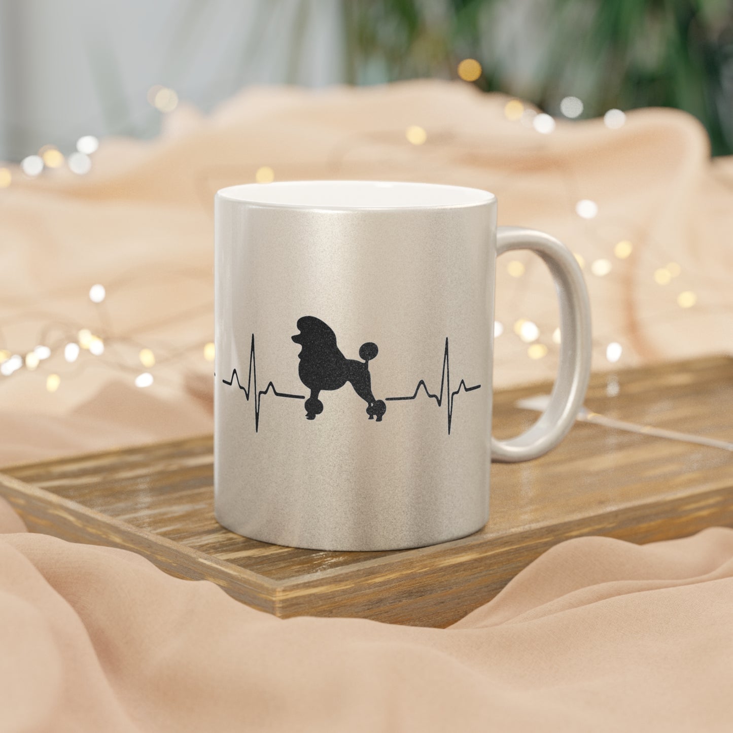 My Heart Beats For Poodles Metallic Coffee Mug