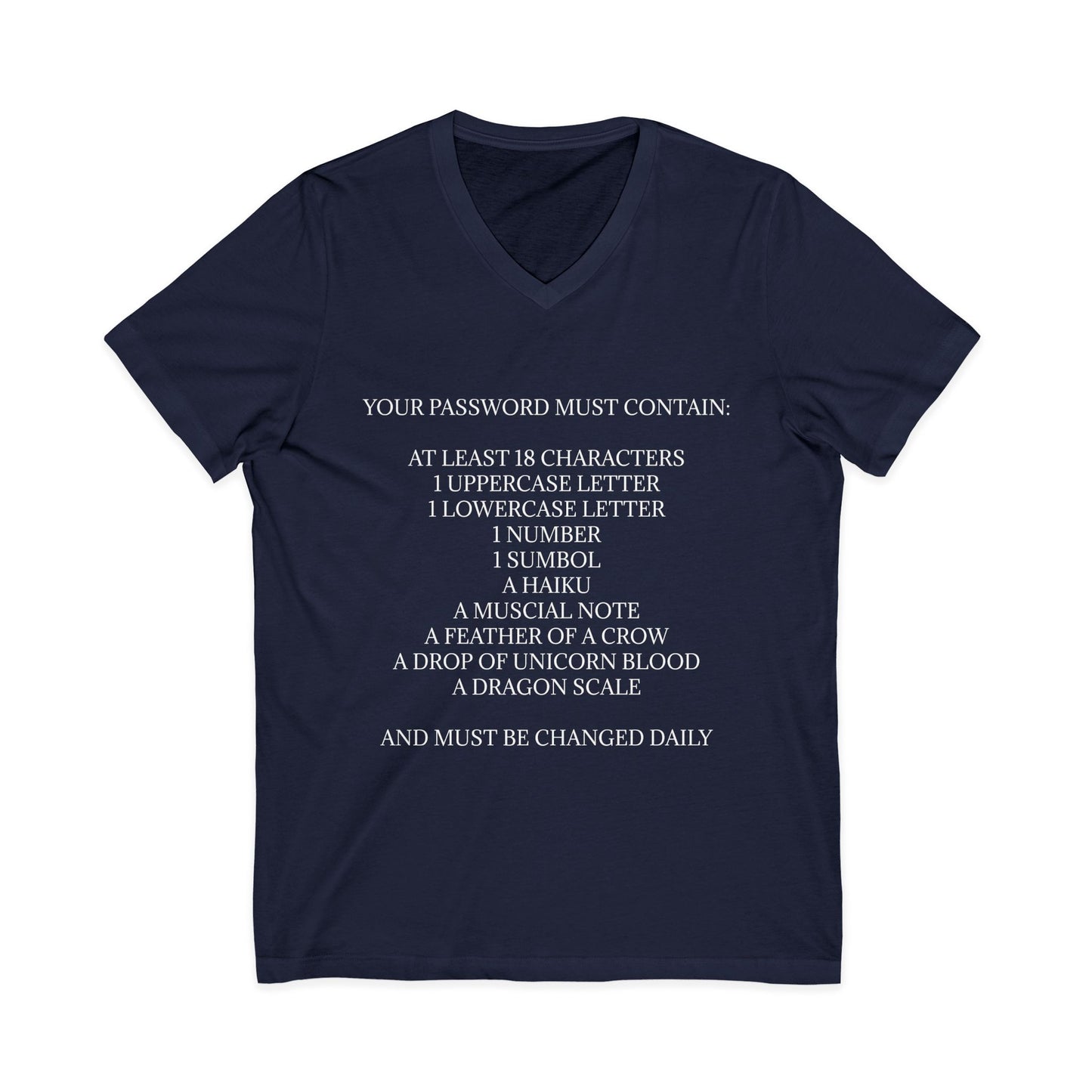 Password Unisex Short Sleeve V-Neck Tee