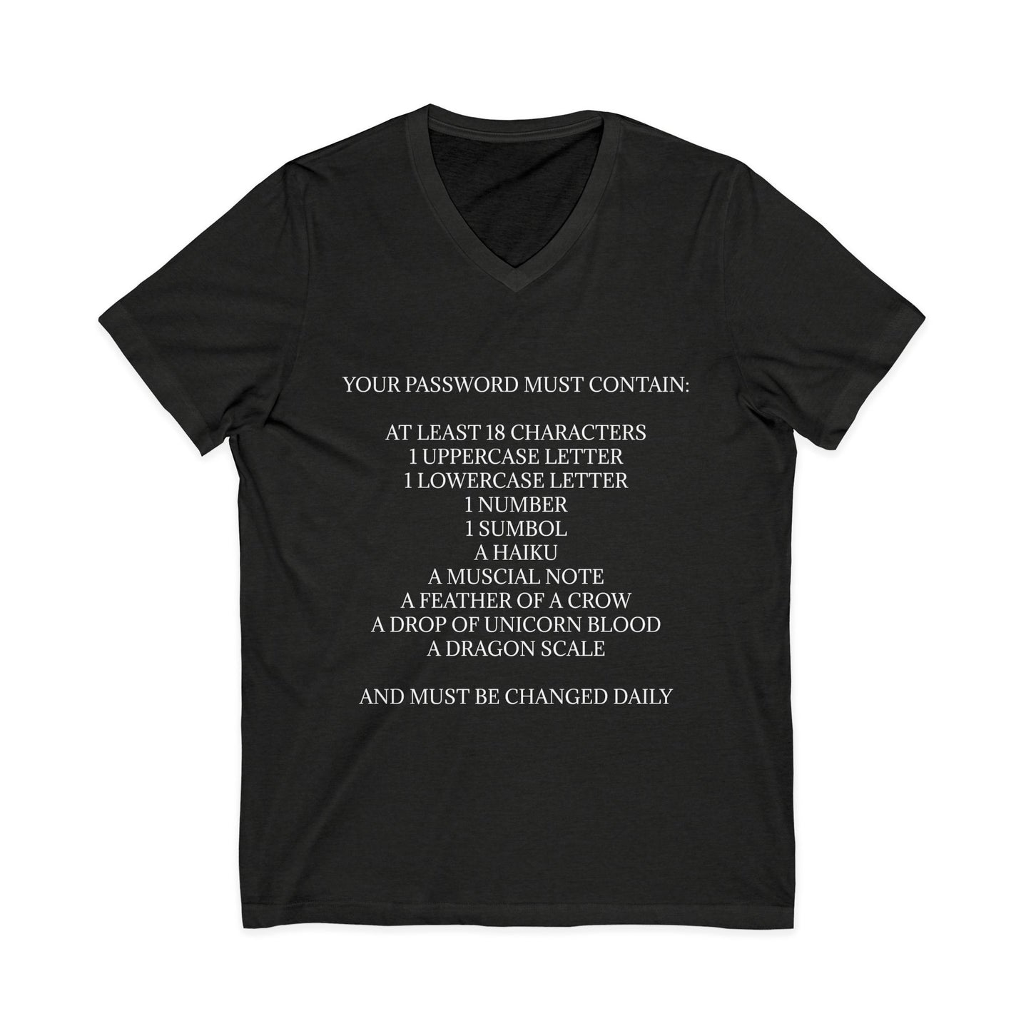 Password Unisex Short Sleeve V-Neck Tee
