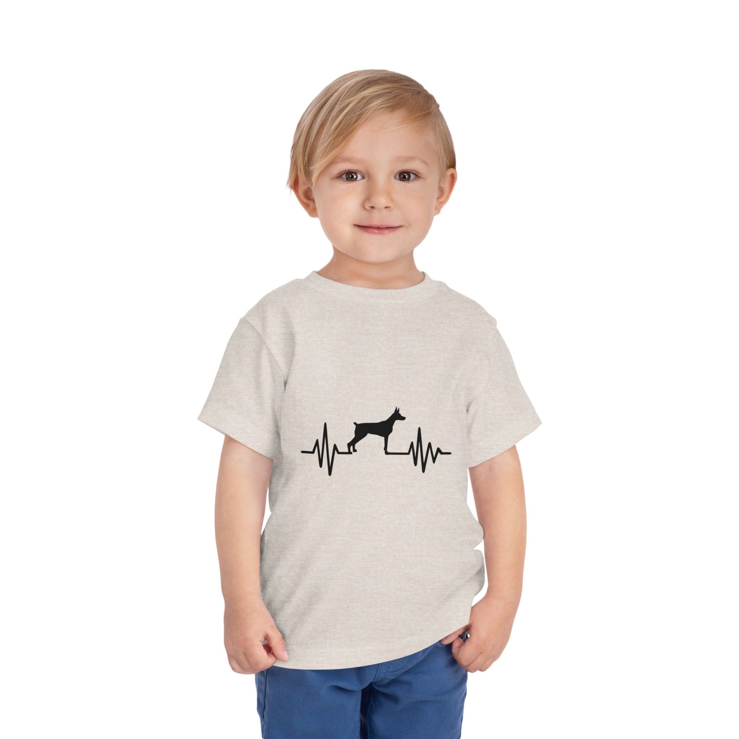 My Heart Beats For Dobermans Toddler Unisex Short Sleeve Crewneck Tee