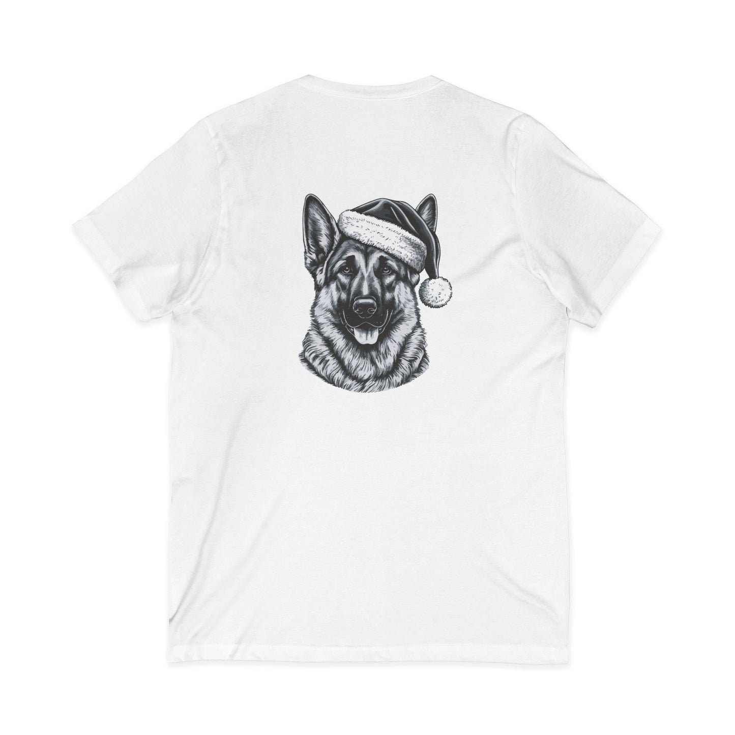 Santa Paws German Shepherd Unisex Short Sleeve V-Neck Tee