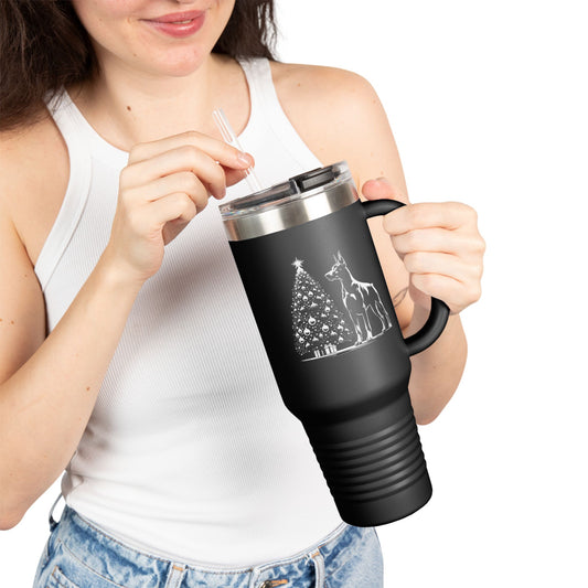 Doberman Christmas Tree Insulated Travel Mug