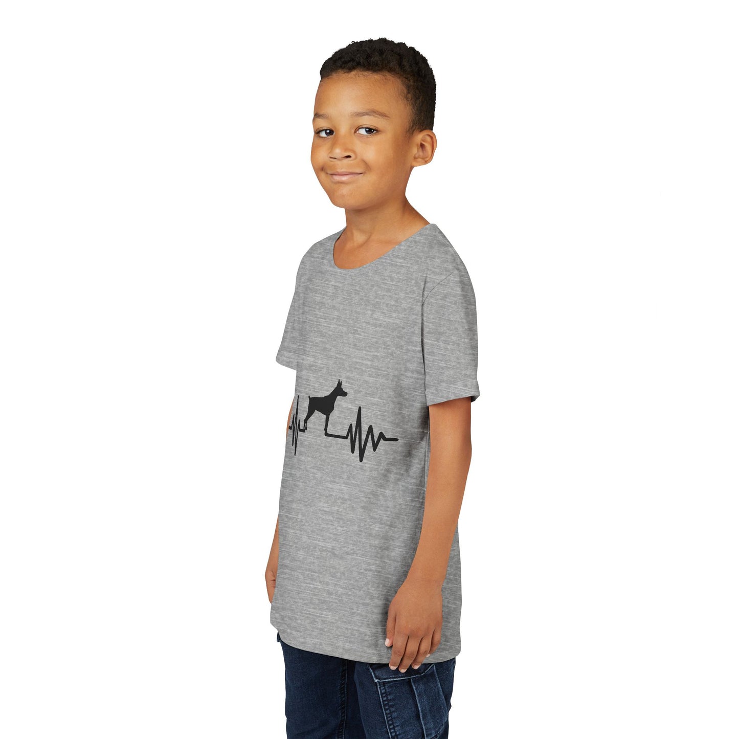 My Heart Beats For Dobermans Youth Unisex Short Sleeve Crewneck Tee