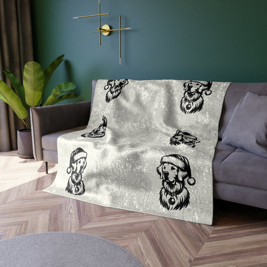 Santa Paws Golden Crushed Velvet Blanket