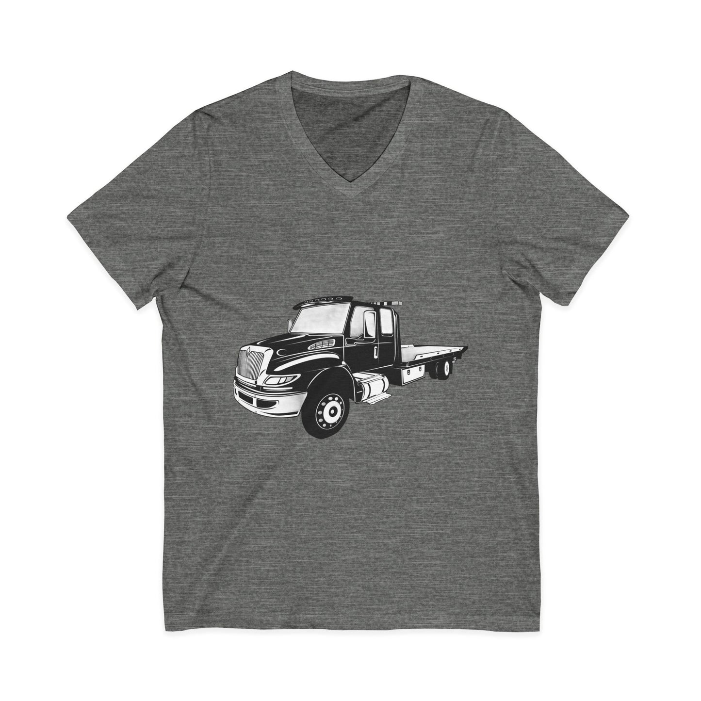 Flatbed Tow Truck Unisex Short Sleeve V-Neck Tee