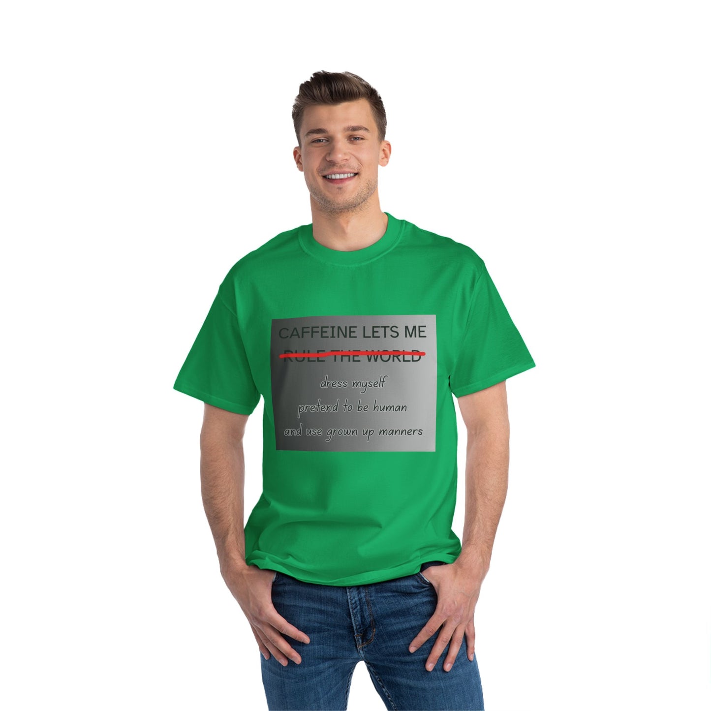 Caffeine Lets Me Men's Short-Sleeve Crewneck Tee