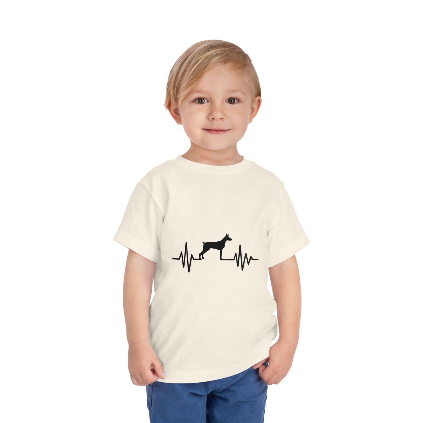 My Heart Beats For Dobermans Toddler Unisex Short Sleeve Crewneck Tee