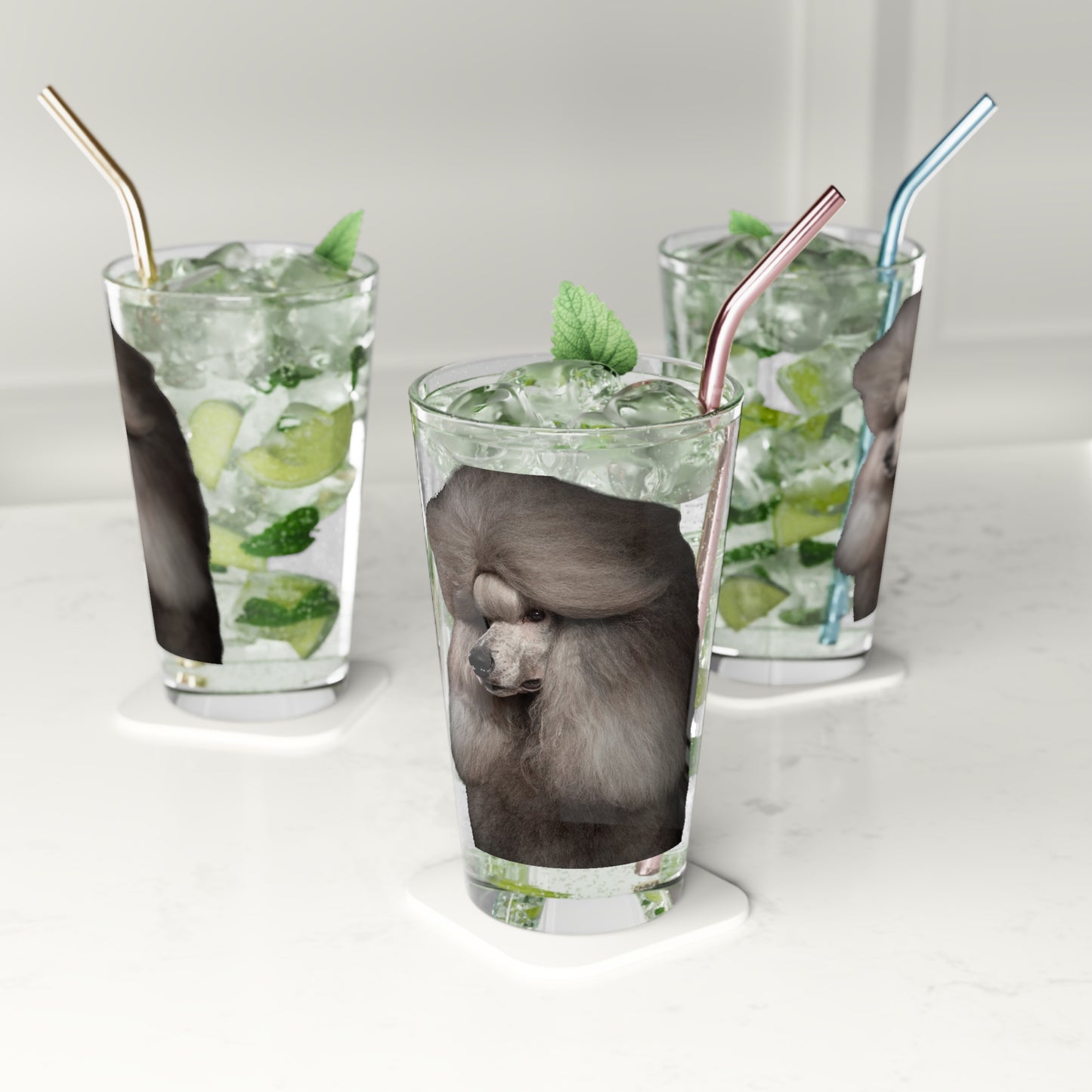 Poodle Head Drinking Glass