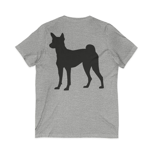 Basenji Silhouette Unisex Short Sleeve V-Neck Tee