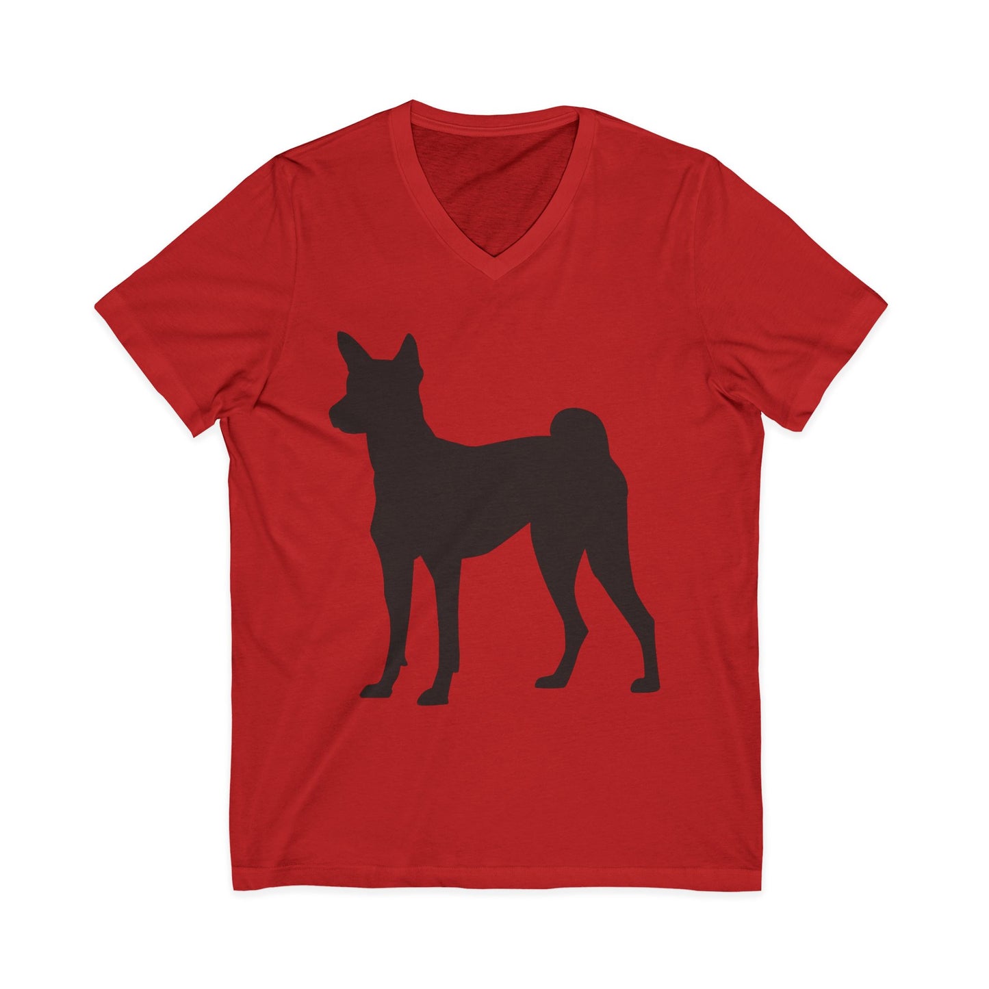 Basenji Silhouette Unisex Short Sleeve V-Neck Tee