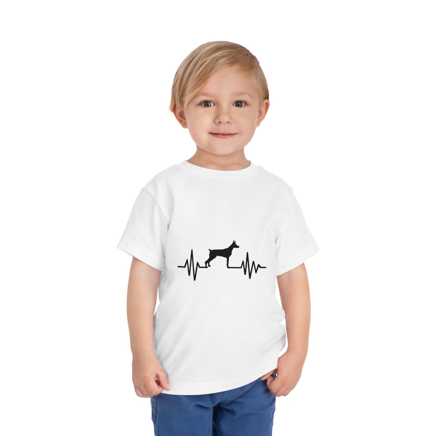 My Heart Beats For Dobermans Toddler Unisex Short Sleeve Crewneck Tee