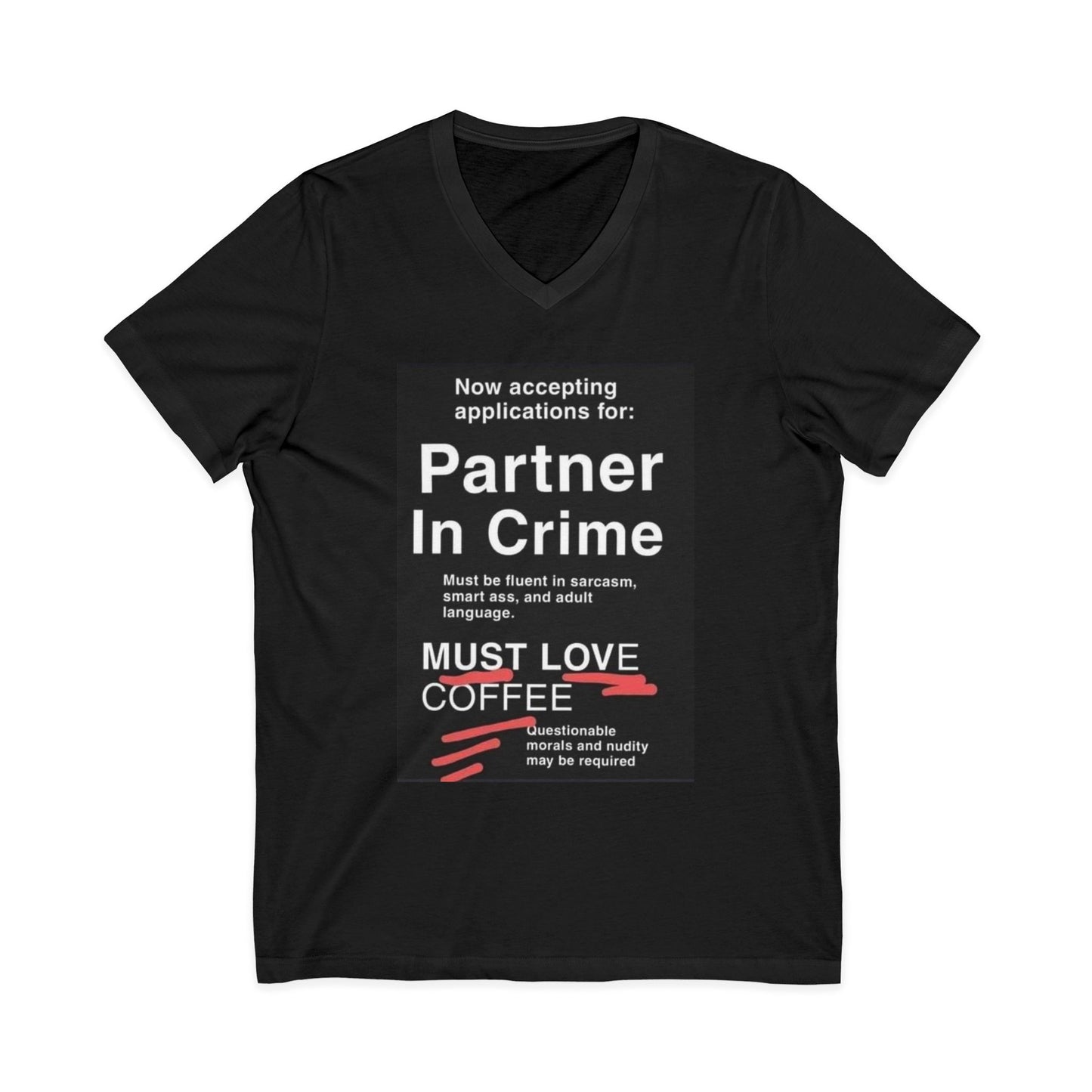 Partner In Crime Unisex Short Sleeve V-Neck Tee
