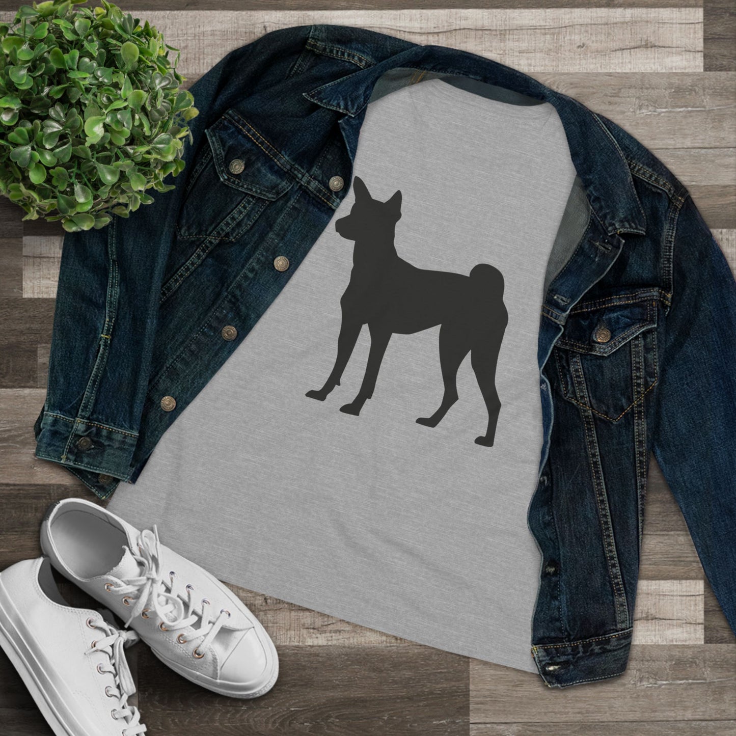 Basenji Silhouette Women's Short Sleeve Crewneck Tee