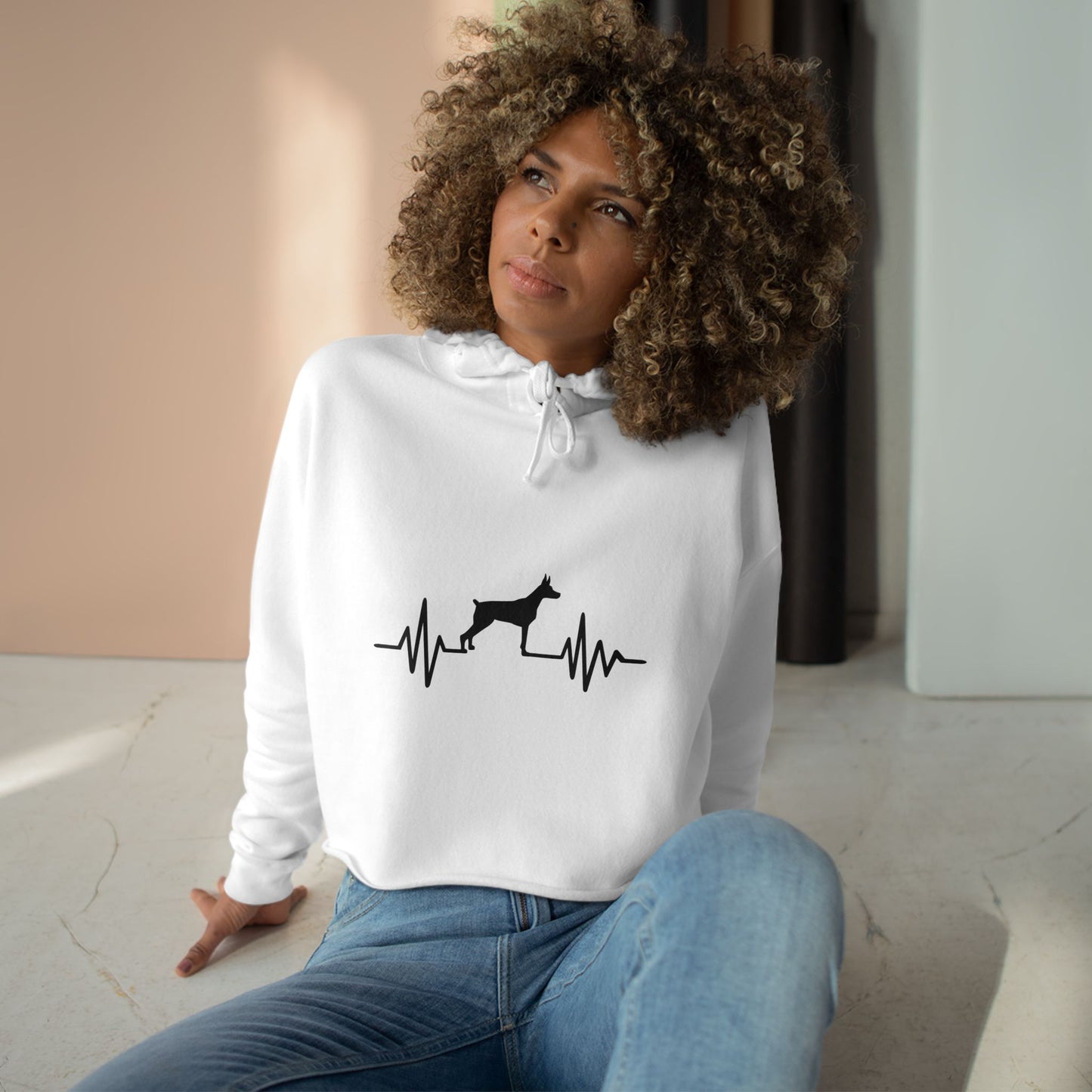 My Heart Beats For Dobermans Women's Crop Hoodie
