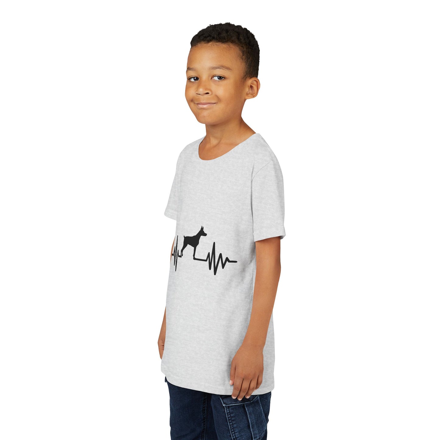 My Heart Beats For Dobermans Youth Unisex Short Sleeve Crewneck Tee