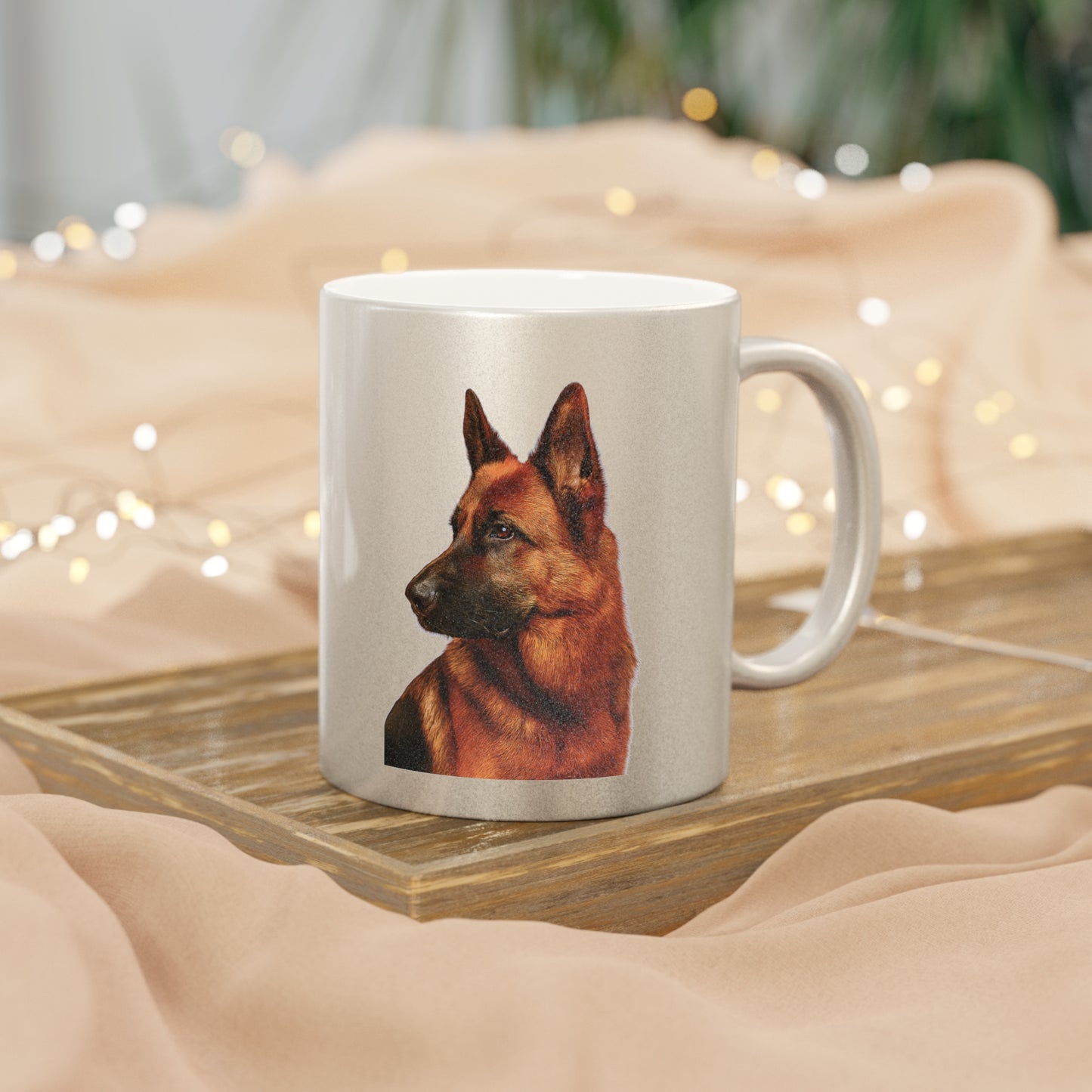 German Shepherd Head Metallic Coffee Mug