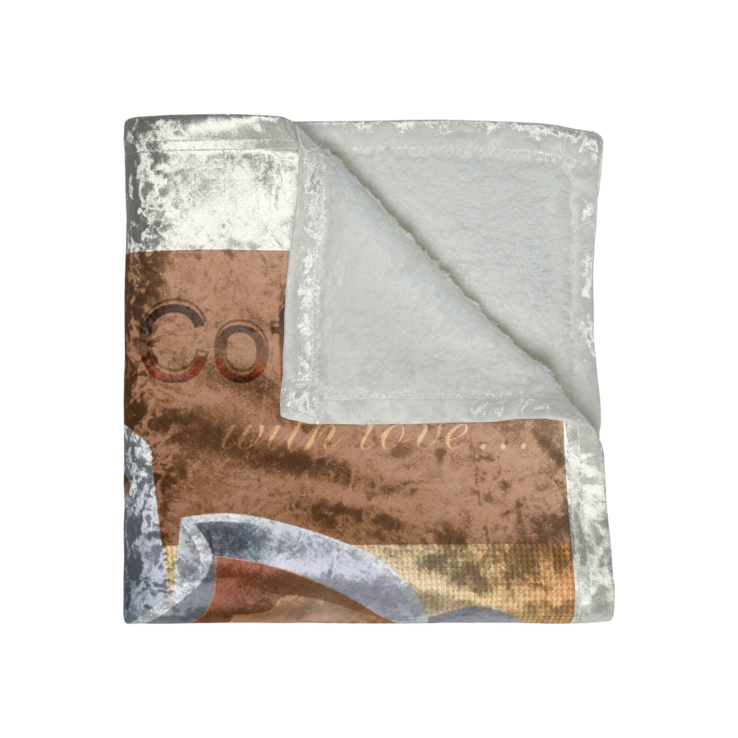 Coffee With Love Crushed Velvet Blanket