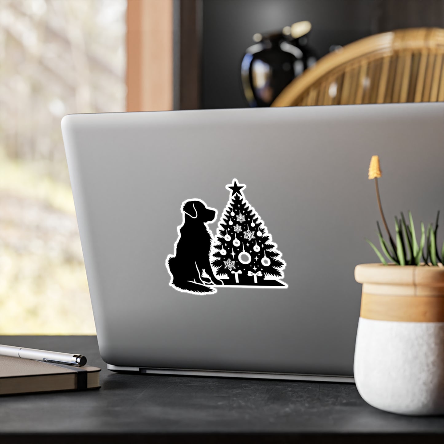 Golden Christmas Tree Vinyl Decal