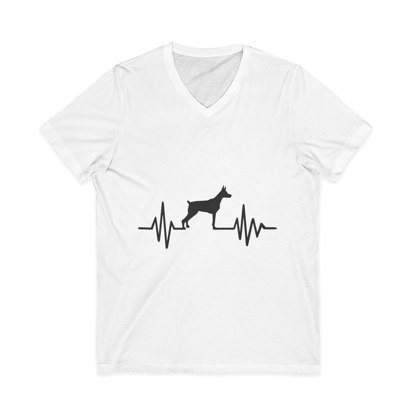 My Heart Beats For Dobermans Unisex Short Sleeve V-Neck Tee