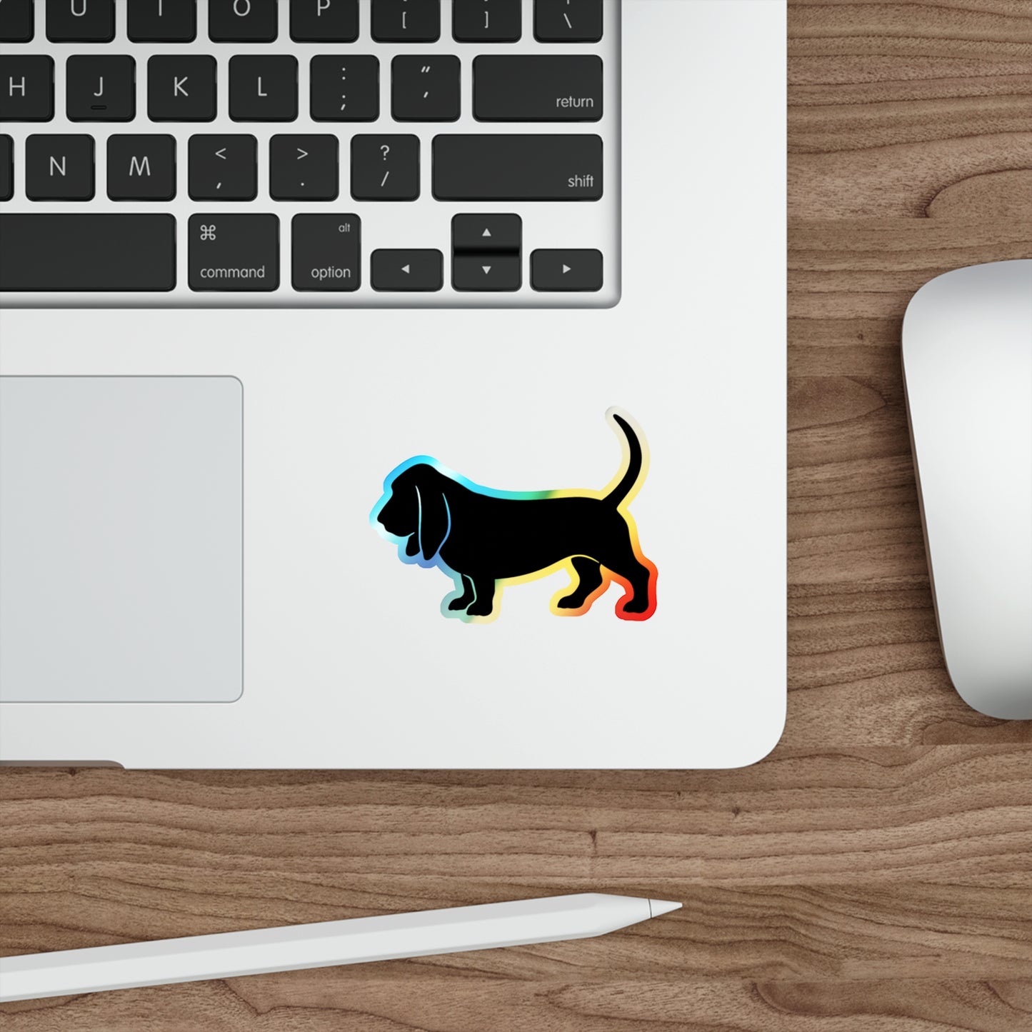 Basset Hound  Silhouette Holographic Sticker